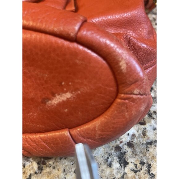 Coach Madison Lindsey Satchel Orange Leather 18641 Tote Crossbody Bag Purse - Picture 4 of 5